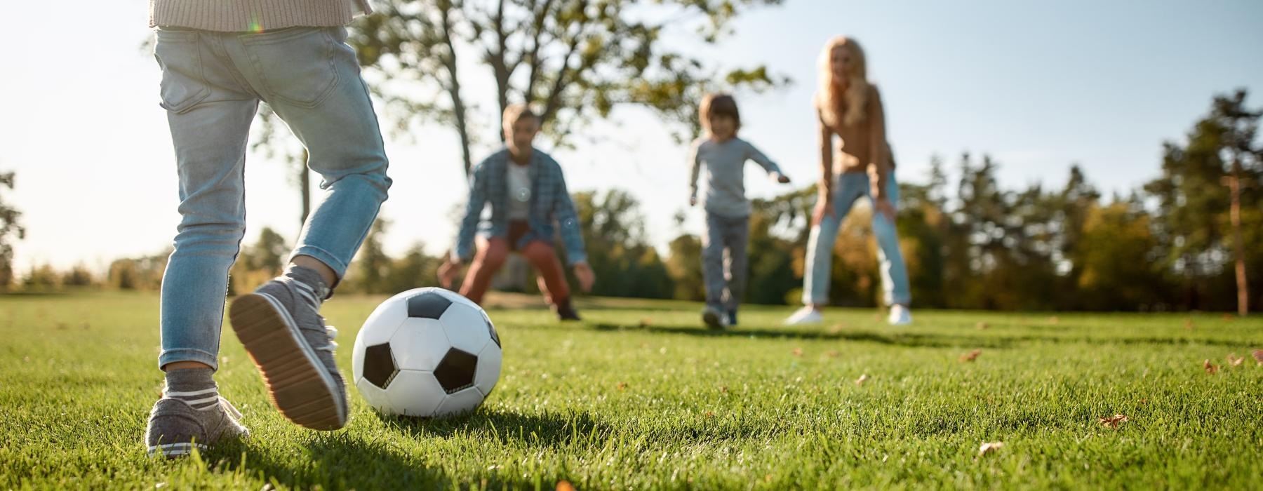 a family playing football